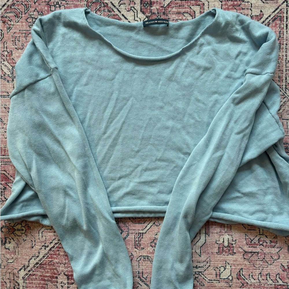 Brandy Melville Seafoam Green Cropped Long Sleeve Top